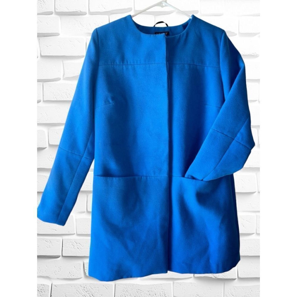 Venus Women’s U.S. Size 8 Blue Hidden Button Fully Lined Thigh Length Coat • GUC